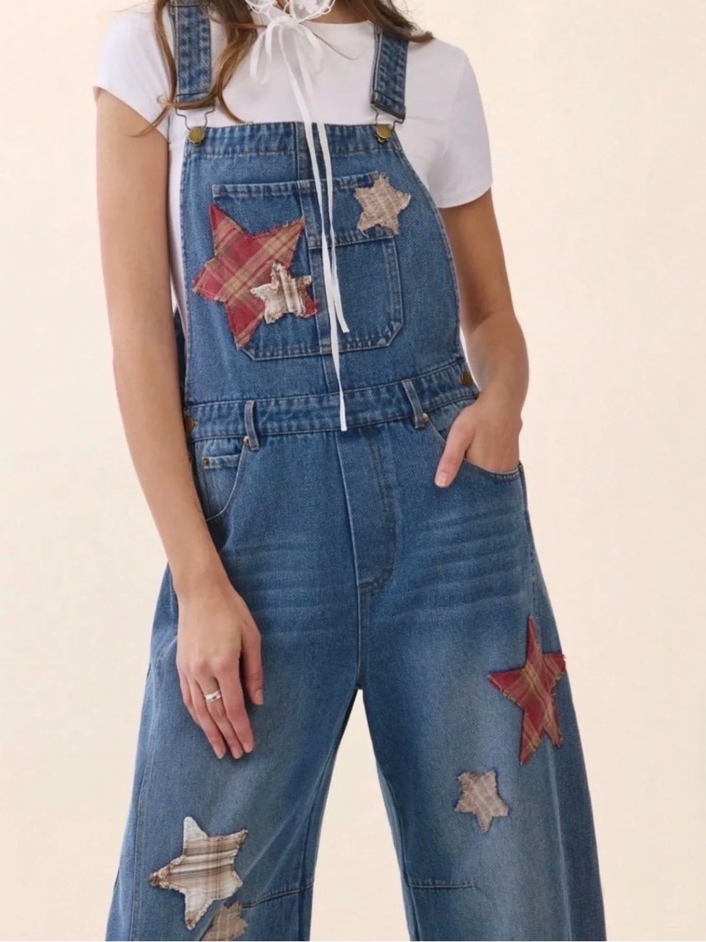 Blue Denim Star-AppliquΓ© Women's Overalls
